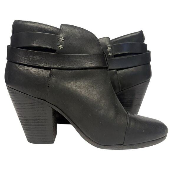 Rag & Bone Harrow Heeled Ankle Black Leather Boots Booties Women’s Size 40 / 10 - Picture 5 of 9